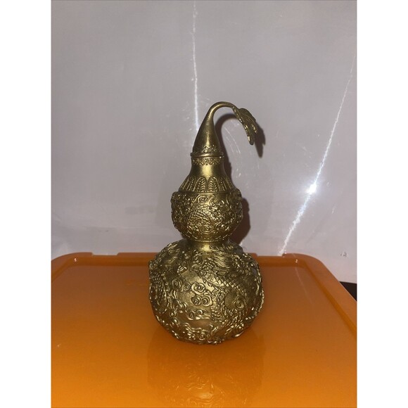 8.5'' brass sculpture wealth dragon pattern exorcise evil spirits gourd statue - Picture 2 of 6
